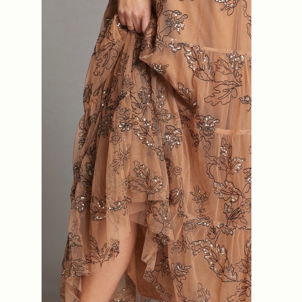 Maeve ANTHROPOLOGIE Sequined Tulle Midi Dress - Picture 8 of 16